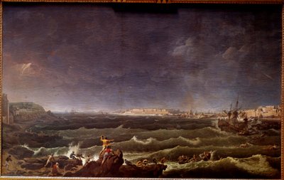 Tempesta nella rada di Saint Malo da Karl Ludwig Hackert