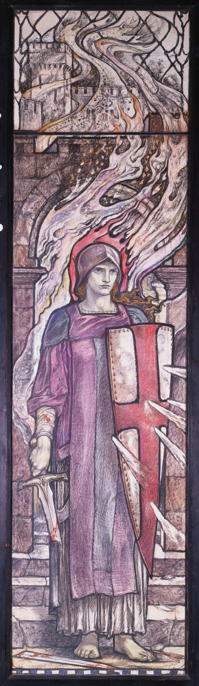 Fortezza: Disegno per vetrata nella Chiesa di Tutti i Santi, Eastchurch, Isola di Sheppey, c.1912 da Karl Parsons