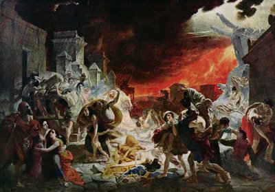 La distruzione di Pompei nel 79 d.C. (litografia a colori) da Karl Pavlovich (after) Bryullov