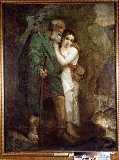 "Edipo e Antigone" La giovane ragazza aiuta il suo vecchio padre cieco a camminare. Peinture de Karl Pavlovich Briullov (Brioullov) (1799-1852) 1821 Museo d