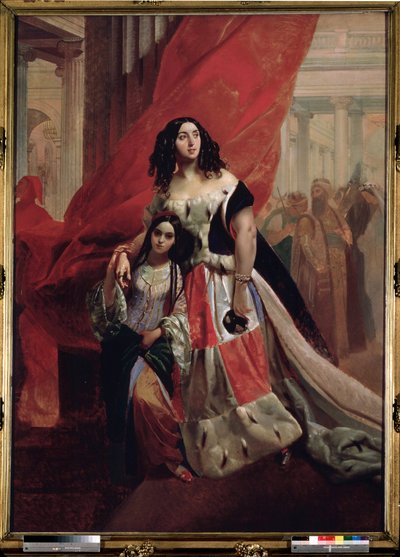 Ritratto della contessa Julia Samoilova e della sua bella figlia Amazillia Pacini che lasciano un ballo da Karl Pavlovich Bryullov