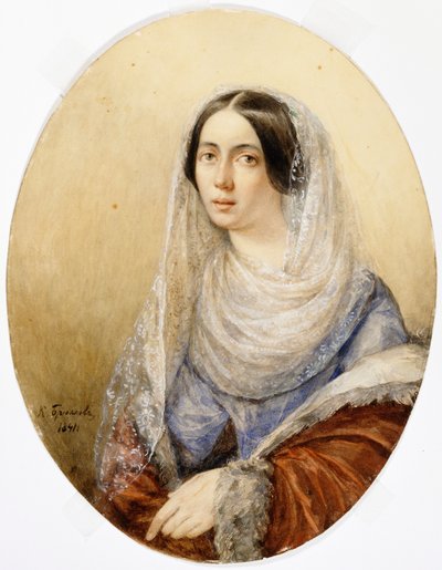 Ritratto di una giovane donna, 1841 da Karl Pavlovich Bryullov