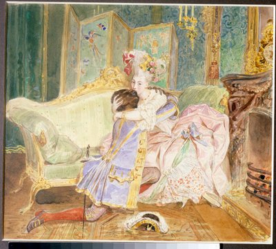 Rendez-vous: bacio tra un uomo nero e una donna bianca della nobiltà russa da Karl Pavlovich Bryullov