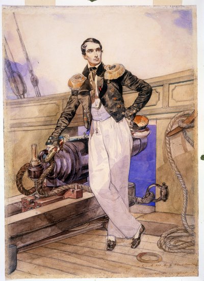 Vladimir Alekseievitch Kornilov a bordo del brigantino Themistocles da Karl Pavlovich Bryullov