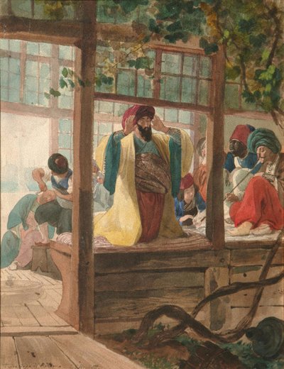 Una bottega di barbiere, ca. 1849 da Karl Pavlovich Bryullov