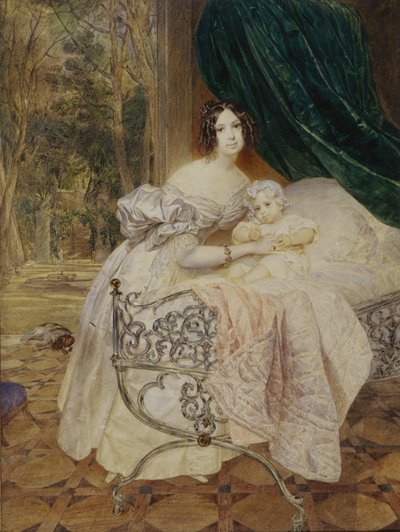 Ritratto di Maria Buteneva con la figlia Maria, 1835 da Karl Pavlovich Bryullov