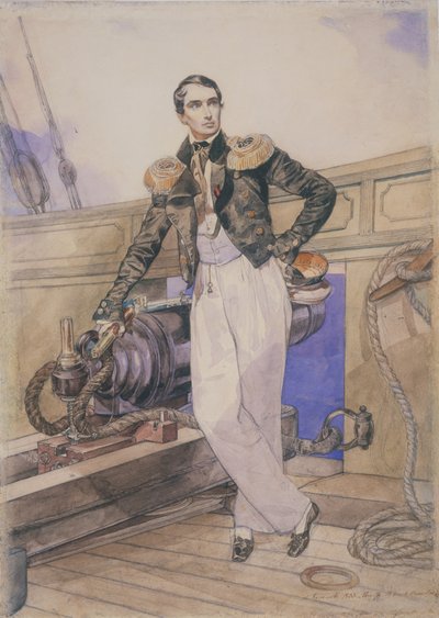 Vladimir Alexeyevich Kornilov a bordo del brigantino Themistocles da Karl Pavlovich Bryullov