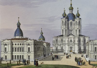 Convento Smolny della Resurrezione a San Pietroburgo, prima metà del 19° sec. da Karl Petrovich Beggrov