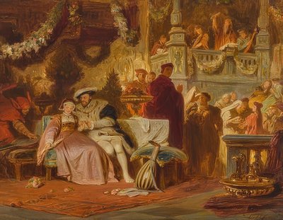 Enrico VIII corteggia Anna Bolena al ballo del cardinale Wolsey da Karl Theodor von Piloty