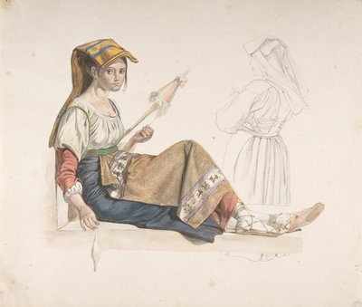 Donna napoletana recto, Studio per un interno verso da Karl Wilhelm Freiherr von Heideck