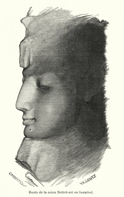 Busto della regina egizia Nefertari, moglie di Ramses il Grande, Abu Simbel da Karl Wilhelm Gentz