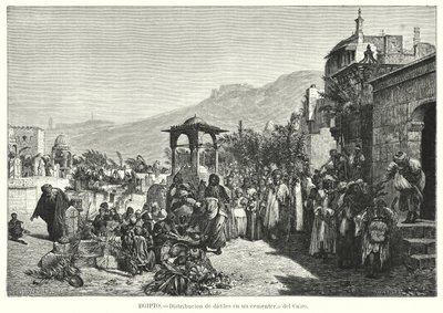 Distribuzione di datteri in un cimitero, Il Cairo, Egitto da Karl Wilhelm Gentz
