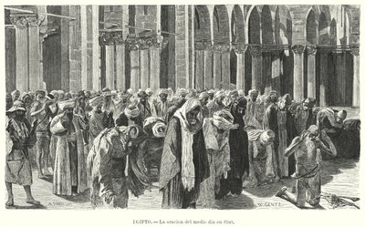 Preghiere di mezzogiorno ad Asyut, Egitto da Karl Wilhelm Gentz