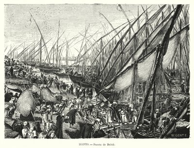 Banchine sul Fiume Nilo a Bulaq, Il Cairo, Egitto da Karl Wilhelm Gentz