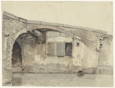 Vecchio ponte con abitazione o finestre della cantina sotto il molo da Kasparus Karsen
