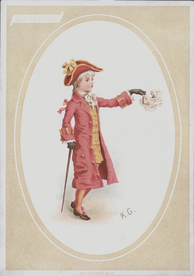 Ragazzo in abito rosso, che agita un fazzoletto da Kate (after) Greenaway