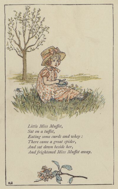 Piccola Miss Muffet (litografia a colori) da Kate (after) Greenaway
