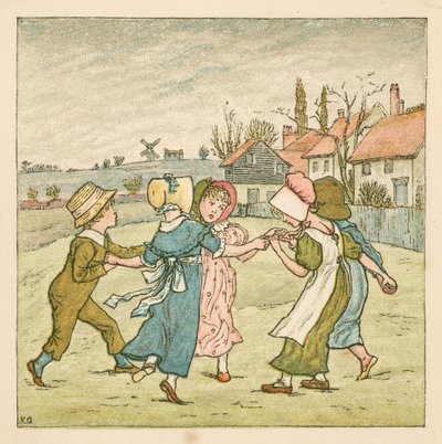 Girotondo (litografia a colori) da Kate (after) Greenaway