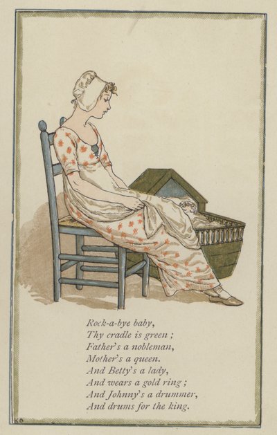 Ninna nanna bambino (litografia a colori) da Kate (after) Greenaway