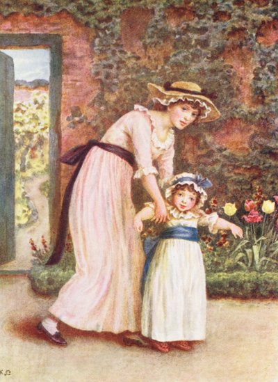 Due ragazze in un giardino da Kate (after) Greenaway