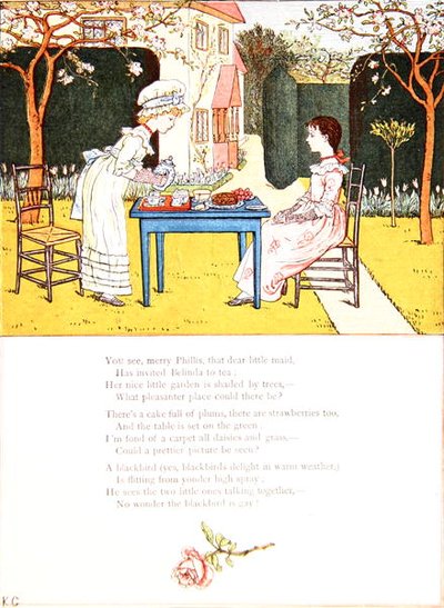 Festa del tè per bambini, illustrazione per una poesia da 