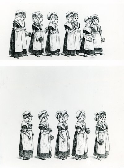 Bambini di carità, c.1880 (incisione) da Kate Greenaway
