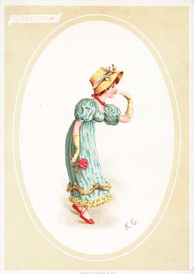 Biglietto di auguri (cromolitografia) da Kate Greenaway