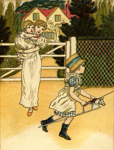 Cavalca un cavallo di legno illustrato da Kate Greenaway