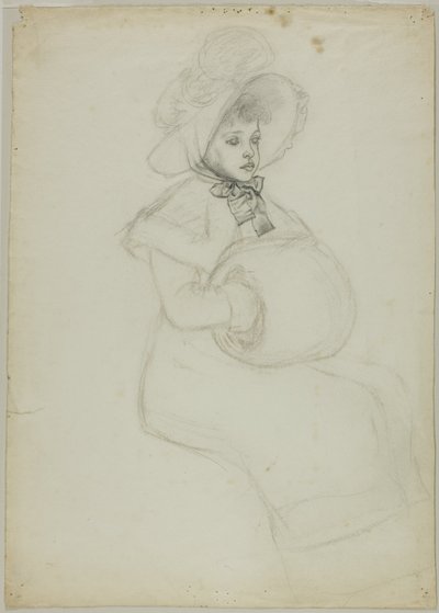 Ragazza seduta con muffola da Kate Greenaway