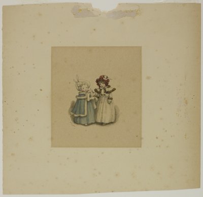 Due bambine con cappotti bordati di pelliccia da Kate Greenaway