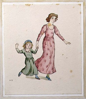 Due bambine in abiti da festa da Kate Greenaway