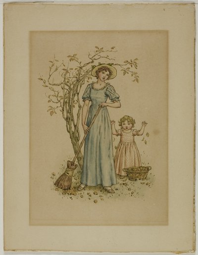 Donna con scopa e bambina da Kate Greenaway