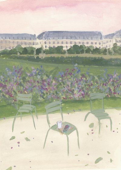 Illustrazione ad acquerello del Giardino di Parigi da Katharina Puritscher