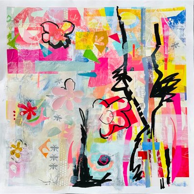 flourish in chaos, 2024 (tecnica mista su carta) da Kathy Dunaway