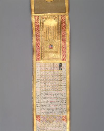Calendario-Almanacco in forma di rotolo, datato A.H. 1224/A.D. 1810 da Katib Muhammad Ma