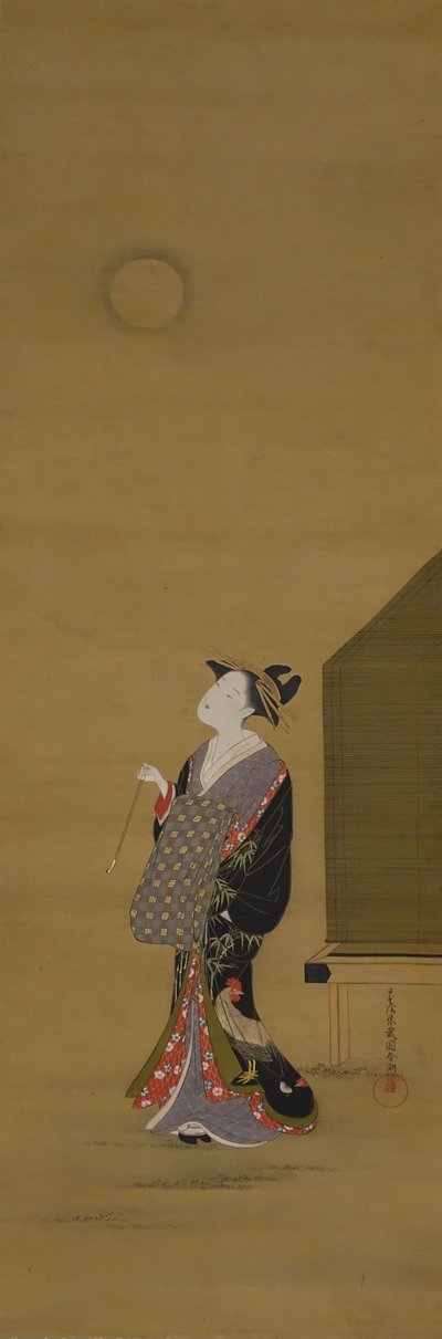 Bellezza che guarda la Luna, XVIII secolo da Katsukawa Shuncho