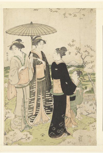 Ammirare i fiori di ciliegio ad Asukayama da Katsukawa Shuncho