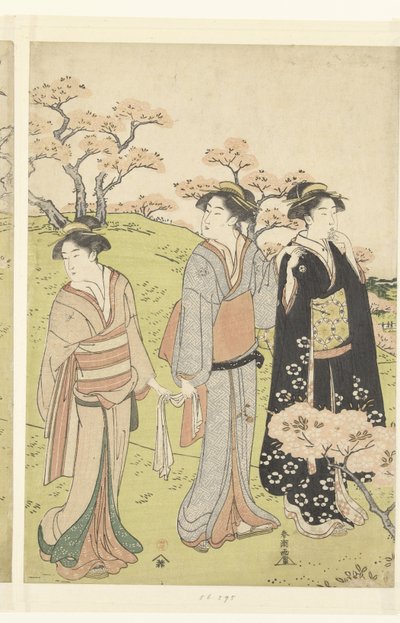 Ammirare i fiori di ciliegio ad Asukayama da Katsukawa Shuncho