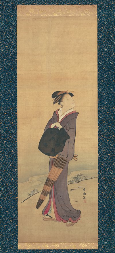 Ragazza sulla riva del fiume da Katsukawa Shuncho