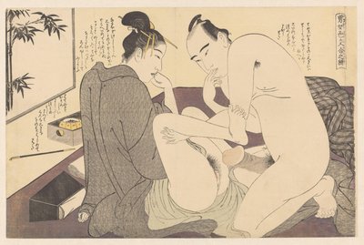 Uomo e donna durante i preliminari da Katsukawa Shuncho