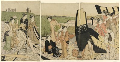 Barche da diporto a un molo da Katsukawa Shuncho