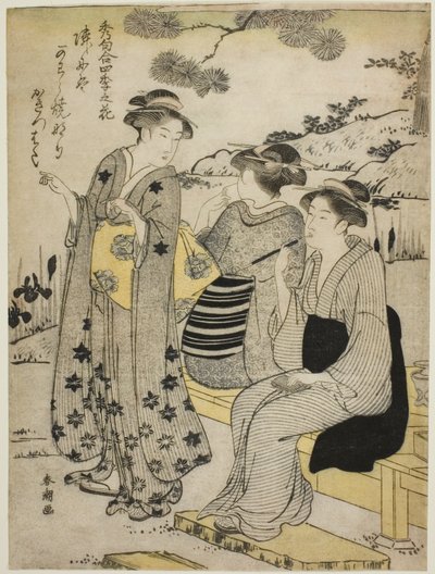 Iris dalle orecchie di coniglio in autunno, dalla serie "Odi scelte sui fiori delle quattro stagioni (Shuku awase, shiki no hana)" da Katsukawa Shuncho