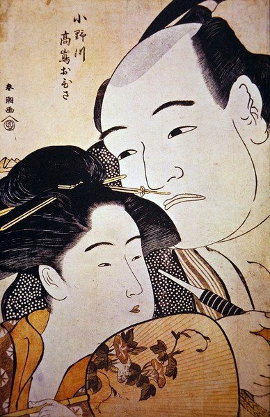 Il lottatore giapponese Onagawa e la ragazza della casa da tè Ohisa, c.1792 da Katsukawa Shuncho