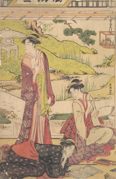 Tre Donne che Godono di Attività Letterarie da Katsukawa Shuncho