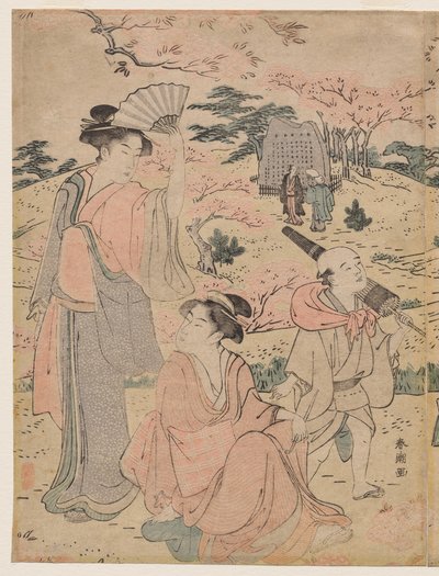 Donne che ammirano i fiori di ciliegio ad Asukayama da Katsukawa Shuncho