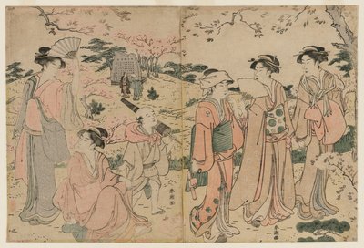Donne che osservano i fiori di ciliegio ad Asukayama da Katsukawa Shuncho