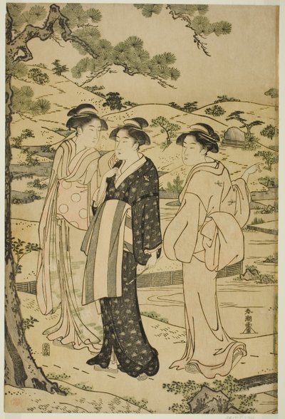 Donne che visitano un santuario di Inari da Katsukawa Shuncho
