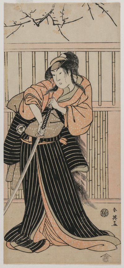 Attore Iwai Hanshiro IV come una Giovane Donna con una Spada, 1791 da Katsukawa Shunei