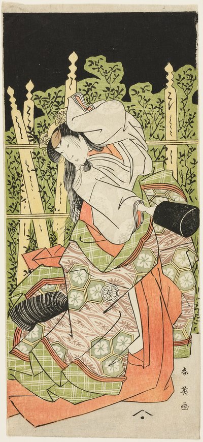 Attore Segawa Kikunojô III Forse nel ruolo di Ono no Komachi in "Komachi Village: Capodanno a teatro" ("Komachimura shibai no shôgatsu") da Katsukawa Shun