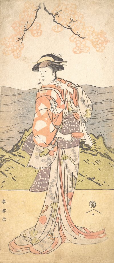 Il Quarto Iwai Hanshiro come una Donna Sotto un Ciliegio, ca. 1792 da Katsukawa Shun